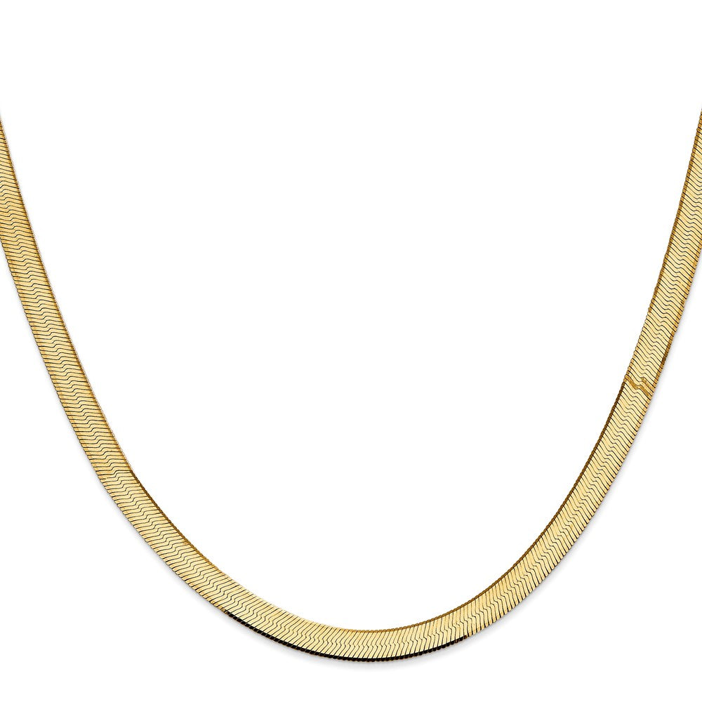 14K Gelbgold 5.5mm Silky Fischgrät mit Karabinerverschluss Halskette