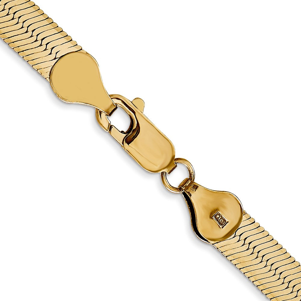 14K Gelbgold 5.5mm Silky Fischgrät mit Karabinerverschluss Halskette