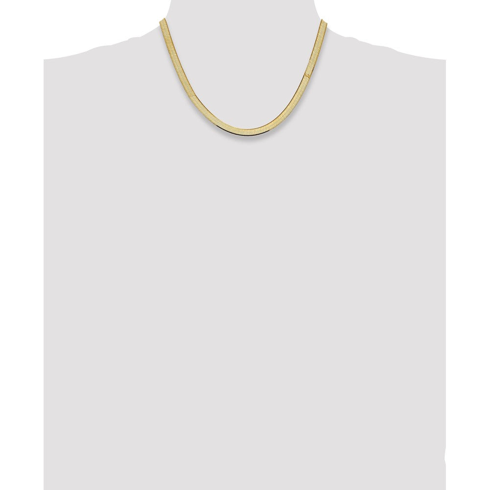 14K Gelbgold 5.5mm Silky Fischgrät mit Karabinerverschluss Halskette