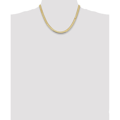 14K Gelbgold 5.5mm Silky Fischgrät mit Karabinerverschluss Halskette