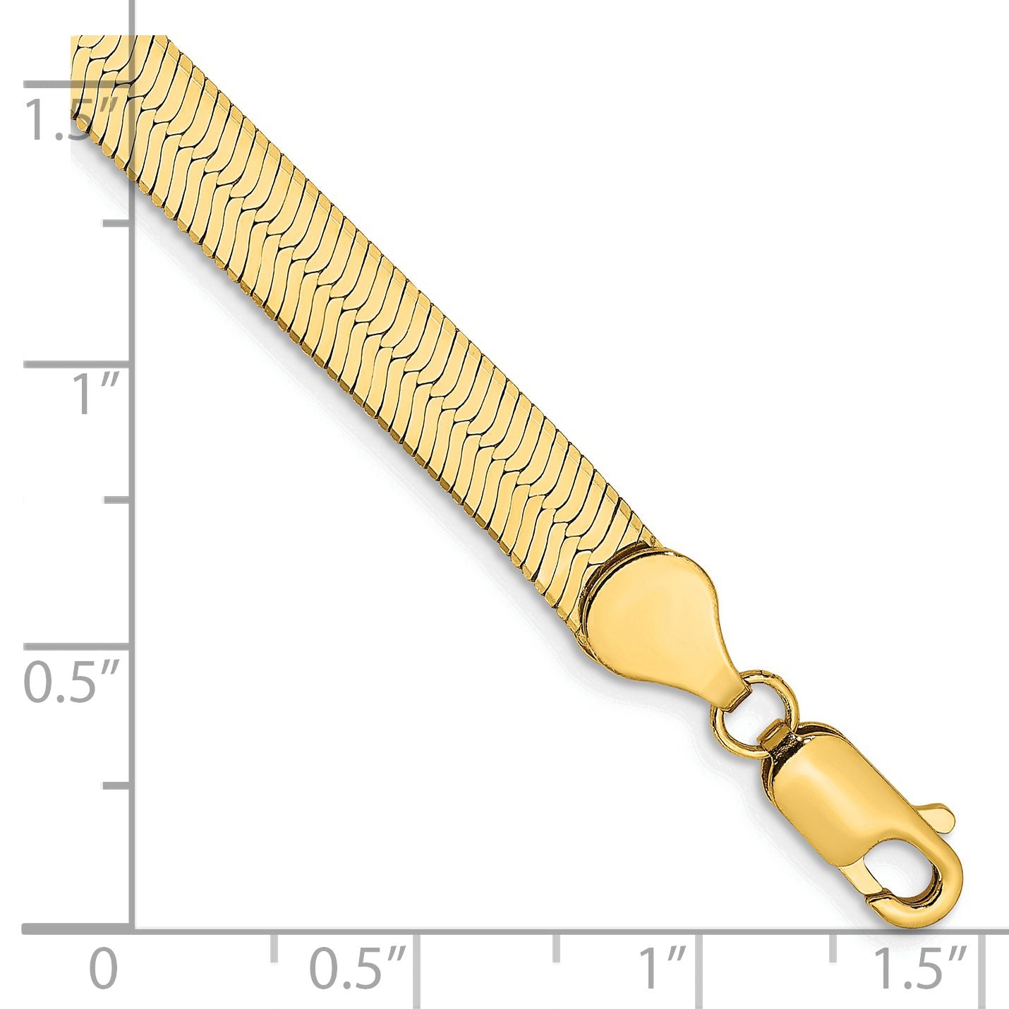 14K Gelbgold 5.5mm Silky Fischgrät mit Karabinerverschluss Gliederarmband
