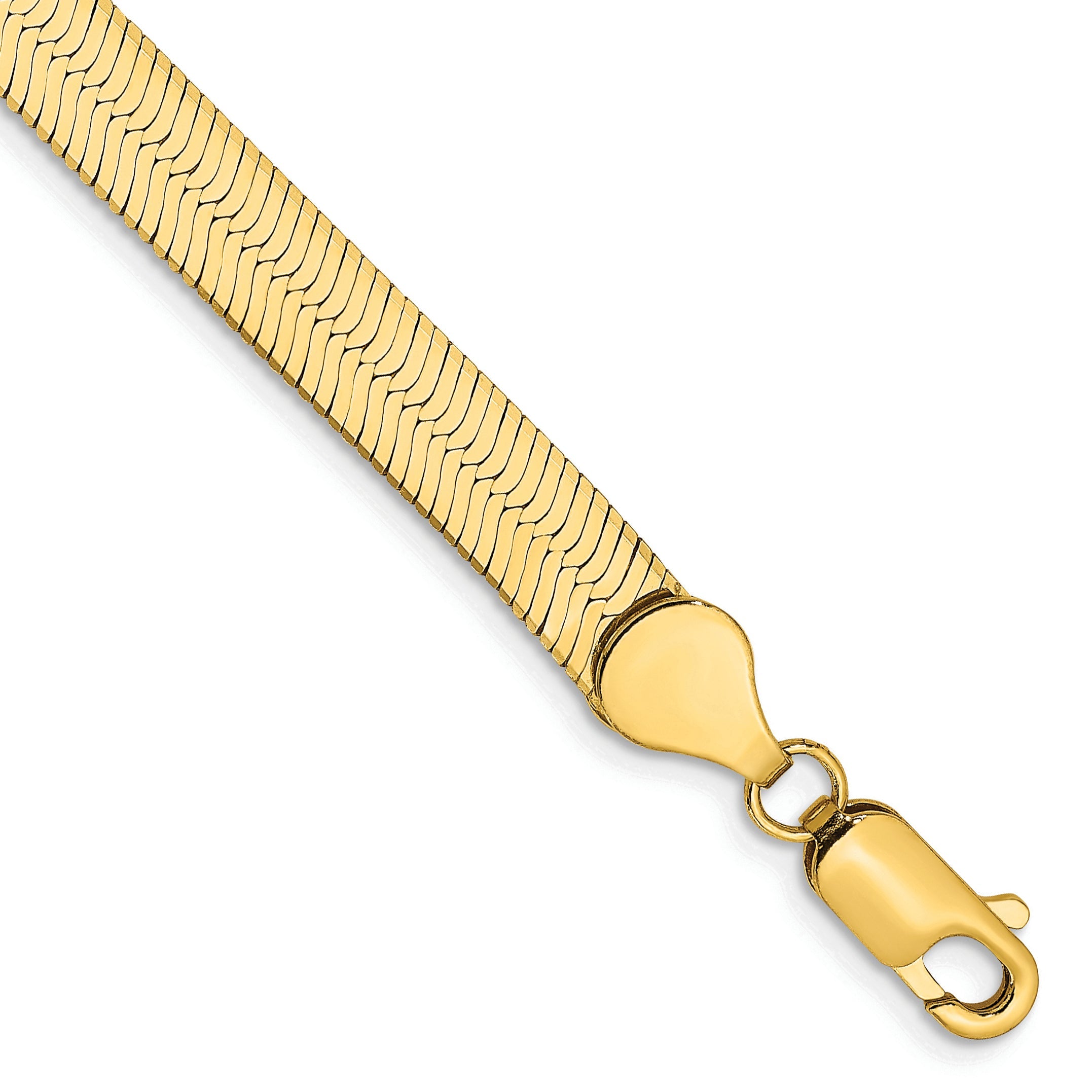 14K Gelbgold 5.5mm Silky Fischgrät mit Karabinerverschluss Gliederarmband