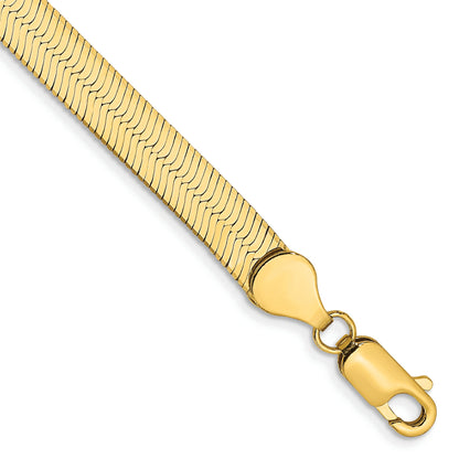 14K Gelbgold 5.5mm Silky Fischgrät mit Karabinerverschluss Gliederarmband