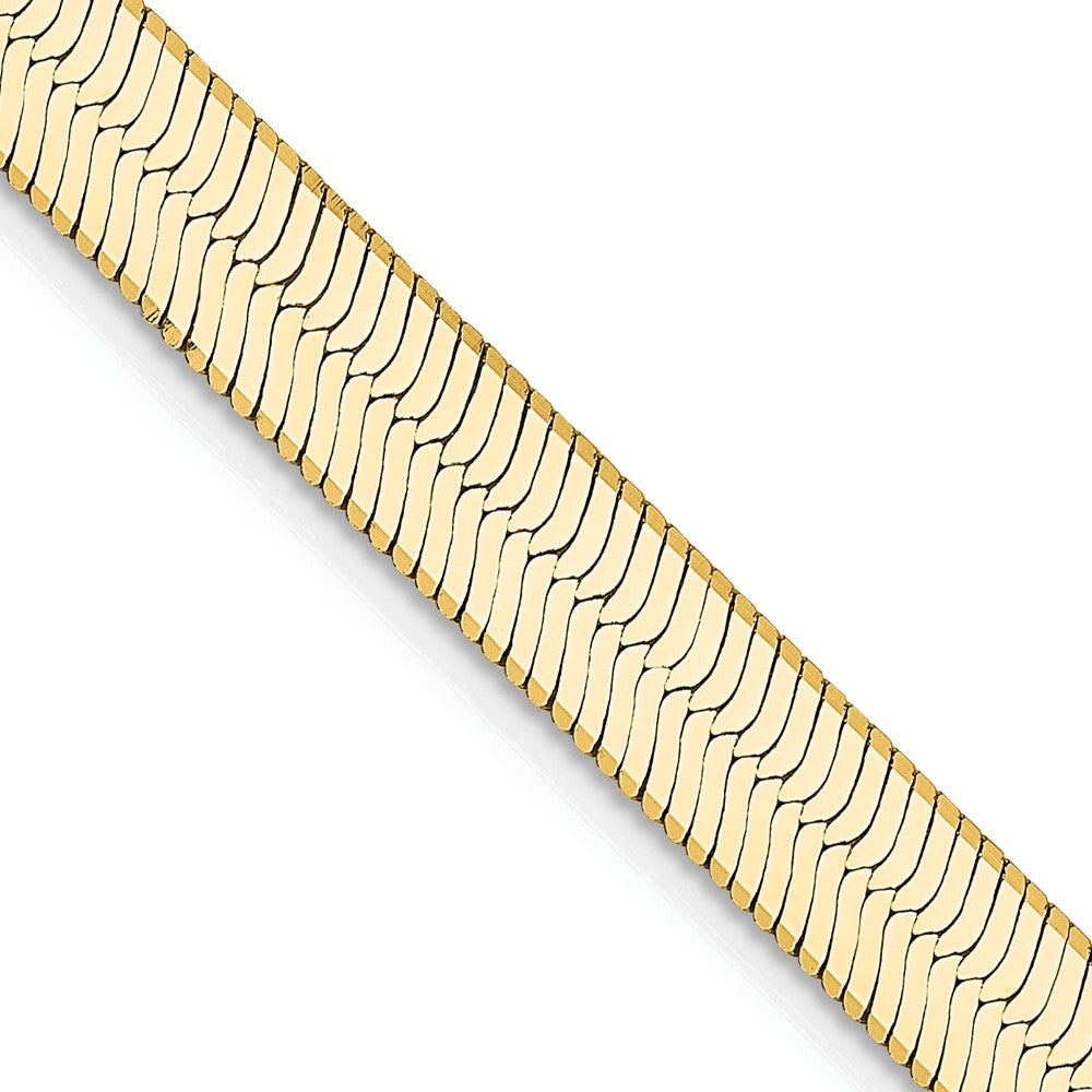 14K Gelbgold 5.5mm Silky Fischgrät mit Karabinerverschluss Halskette