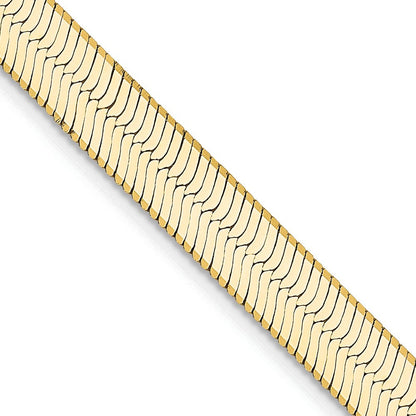 14K Gelbgold 5.5mm Silky Fischgrät mit Karabinerverschluss Halskette