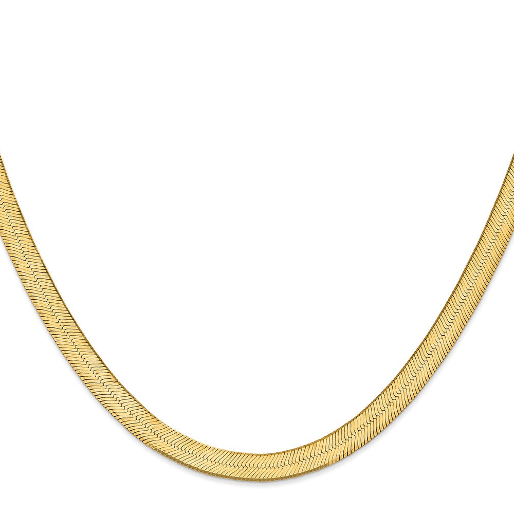 14K Gelbgold 6.5mm Silky Fischgrät mit Karabinerverschluss Halskette
