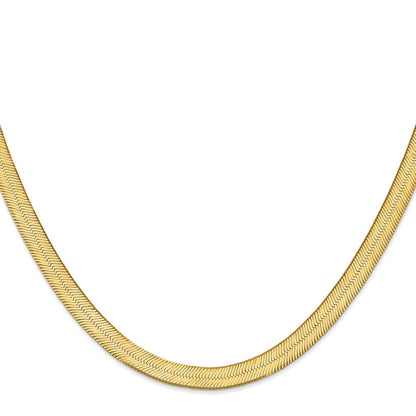 14K Gelbgold 6.5mm Silky Fischgrät mit Karabinerverschluss Halskette