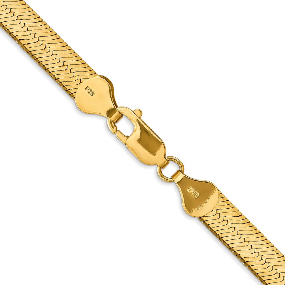 14K Gelbgold 6.5mm Silky Fischgrät mit Karabinerverschluss Halskette