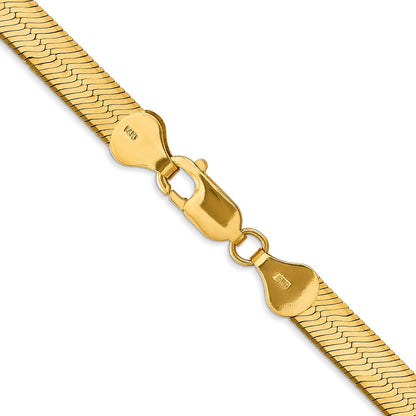 14K Gelbgold 6.5mm Silky Fischgrät mit Karabinerverschluss Halskette