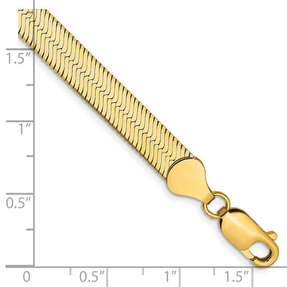 14K Gelbgold 6.5mm Silky Fischgrät mit Karabinerverschluss Gliederarmband