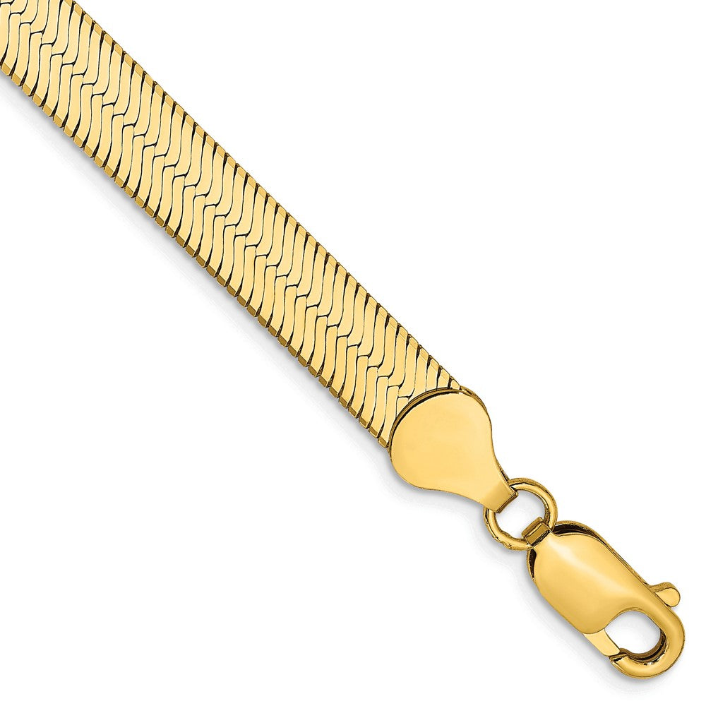 14K Gelbgold 6.5mm Silky Fischgrät mit Karabinerverschluss Gliederarmband