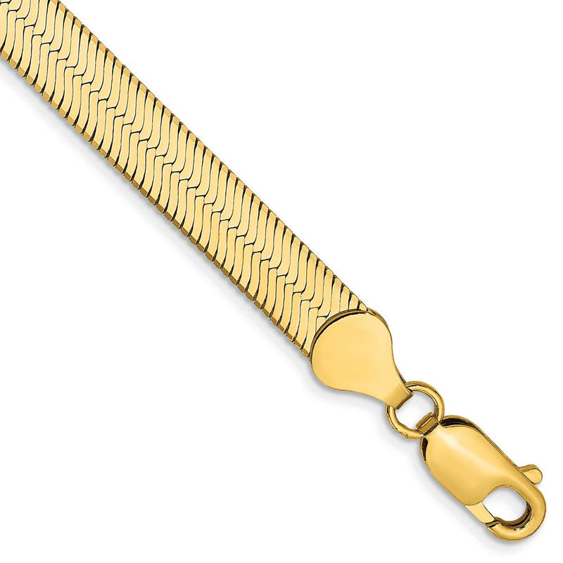 14K Gelbgold 6.5mm Silky Fischgrät mit Karabinerverschluss Gliederarmband