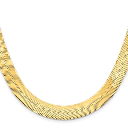 14K Gelbgold 10mm Silky Fischgrät mit Karabinerverschluss Halskette