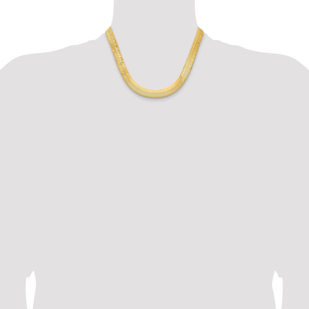 14K Gelbgold 10mm Silky Fischgrät mit Karabinerverschluss Halskette