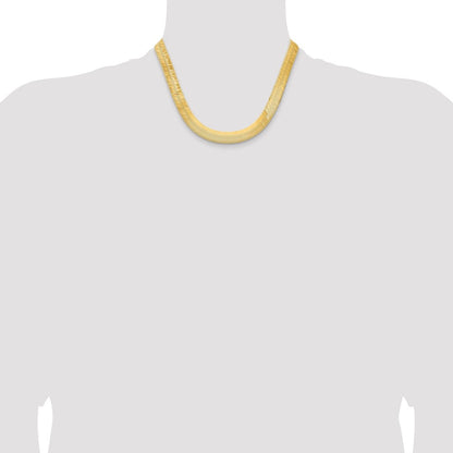 14K Gelbgold 10mm Silky Fischgrät mit Karabinerverschluss Halskette