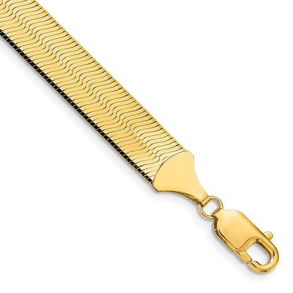14K Gelbgold 10mm Silky Fischgrät mit Karabinerverschluss Gliederarmband