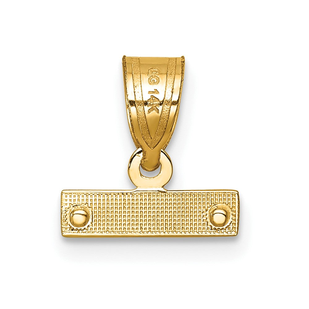 14K Gelbgold Klein Gebürstet Diamantiert Oberteil Charm