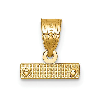 14K Gelbgold Klein Gebürstet Diamantiert Oberteil Charm