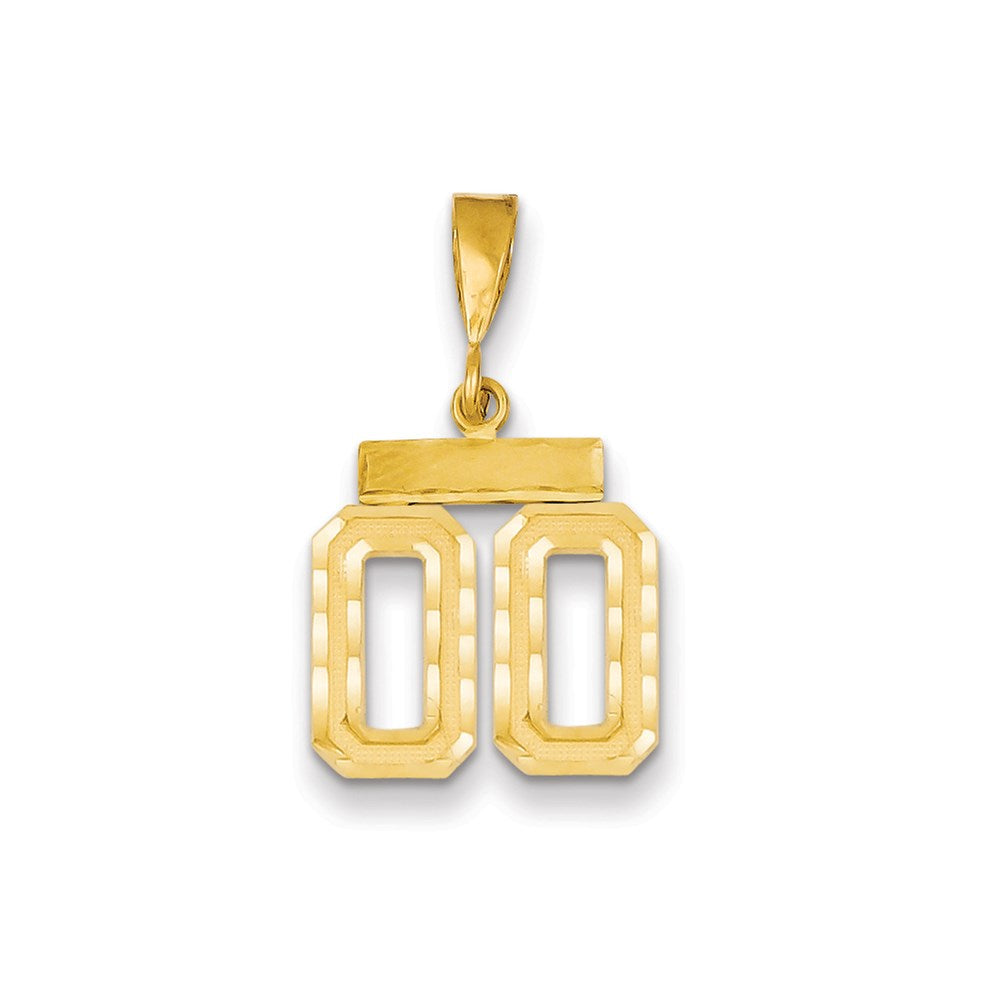 14K Gelbgold Klein Diamantiert Zahl 00 auf Oberteil Charm