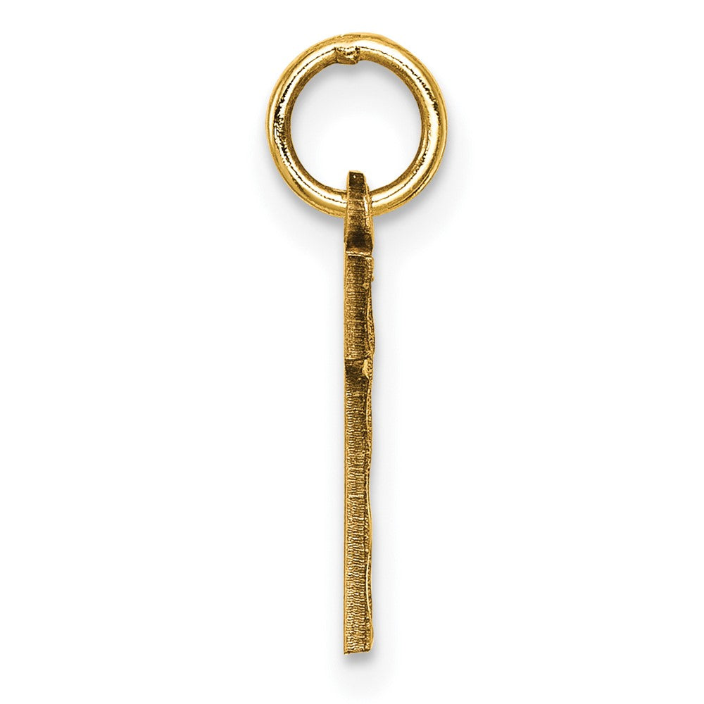 14K Gelbgold Klein Gebürstet Diamantiert Zahl 1 Charm