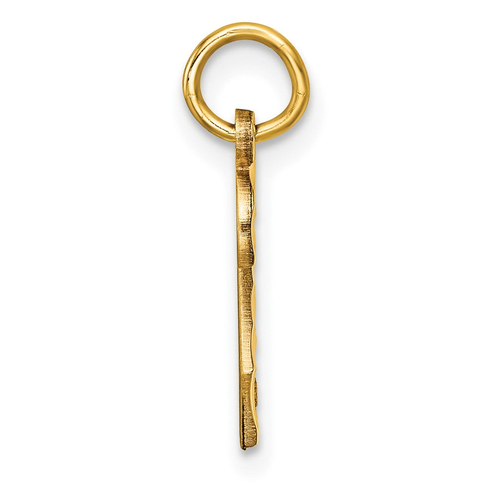 14K Gelbgold Klein Gebürstet Diamantiert Zahl 2 Charm