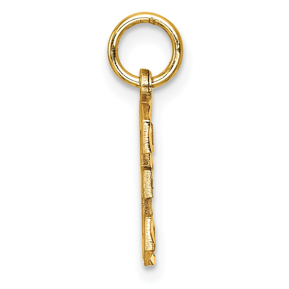 14K Gelbgold Klein Gebürstet Diamantiert Zahl 3 Charm
