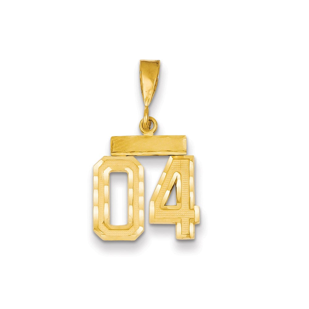 14K Gelbgold Klein Diamantiert Zahl 04 auf Oberteil Charm
