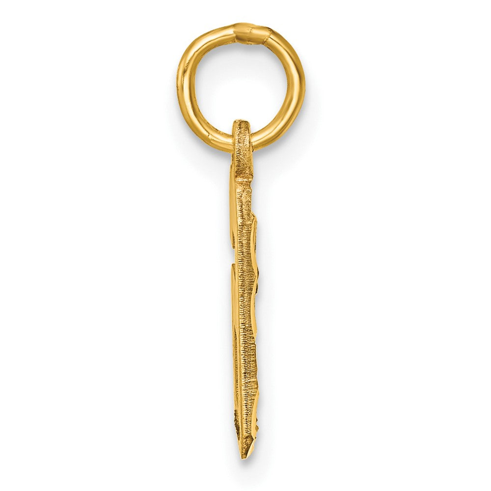 14K Gelbgold Klein Gebürstet Diamantiert Zahl 6 Charm