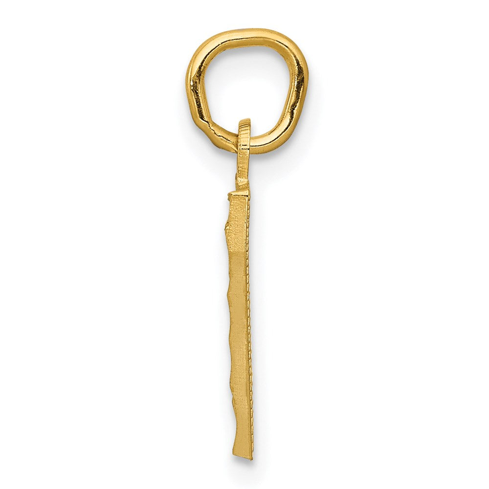 14K Gelbgold Klein Gebürstet Diamantiert Zahl 7 Charm
