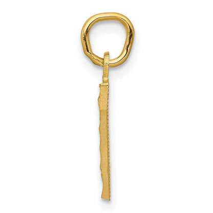 14K Gelbgold Klein Gebürstet Diamantiert Zahl 7 Charm