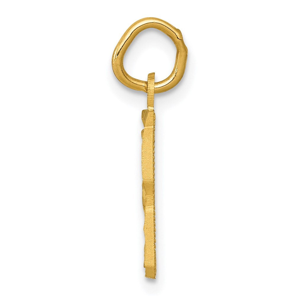 14K Gelbgold Klein Gebürstet Diamantiert Zahl 8 Charm