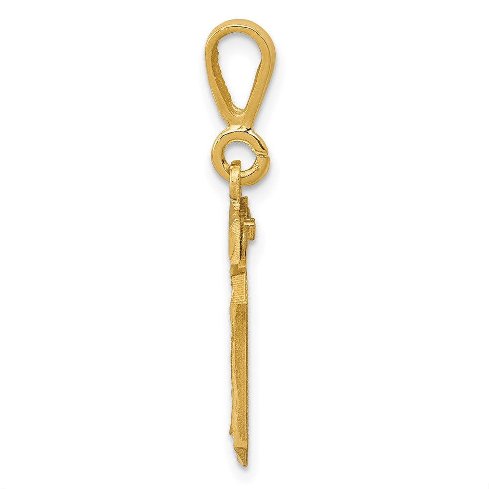 14K Gelbgold kleiner mattierter diamantgeschliffener Zahl-10-Charm