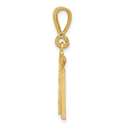 14K Gelbgold Kleiner Gebürsteter Diamantgeschliffener Nummer-11-Charm