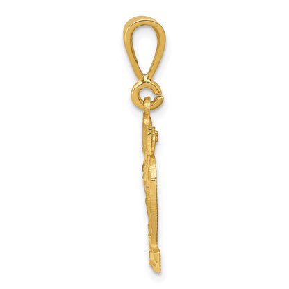 14K Gelbgold Kleiner Gebürsteter Diamantgeschliffener Zahl-22-Charm