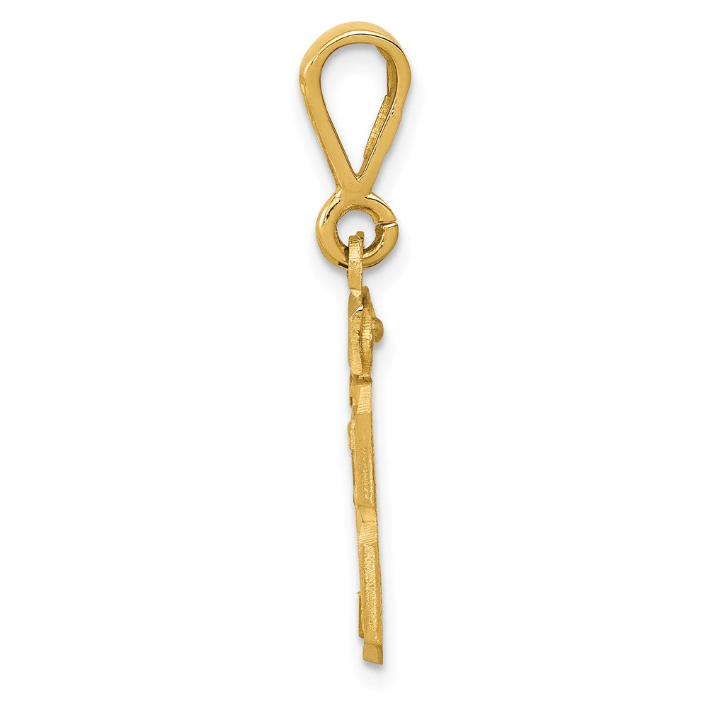 14K Gelbgold Kleiner Gebürsteter Diamantgeschliffener Charm „Zahl 23“