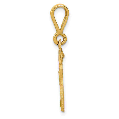 14K Gelbgold Kleiner Gebürsteter Diamantgeschliffener Charm „Zahl 23“