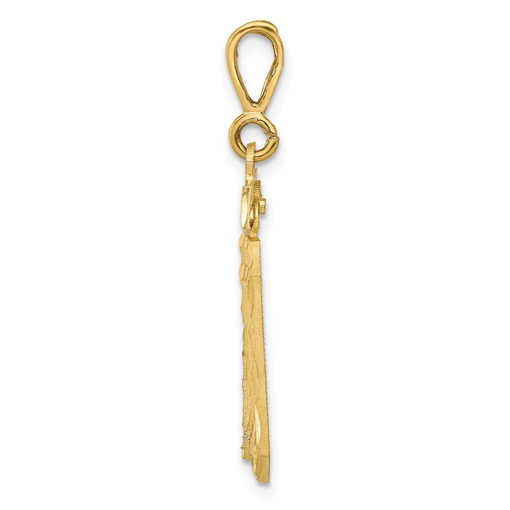 14K Gelbgold Kleiner Gebürsteter Diamantgeschliffener Zahl-30-Charm