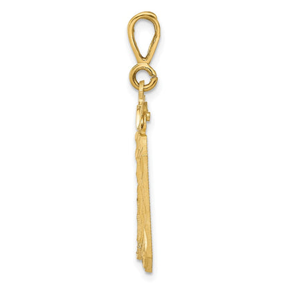 14K Gelbgold Kleiner Gebürsteter Diamantgeschliffener Zahl-30-Charm