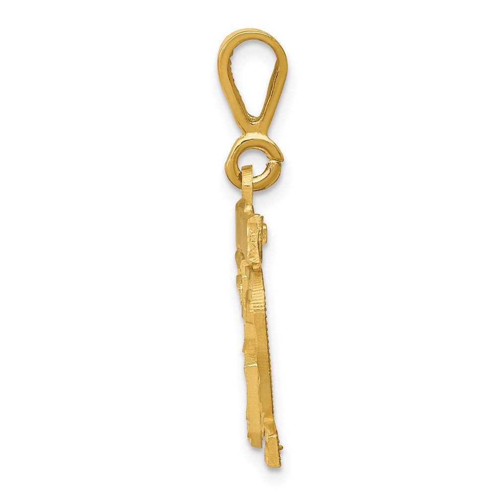 14K Gelbgold kleiner gebürsteter Charm mit Diamantschliff, Zahl 32