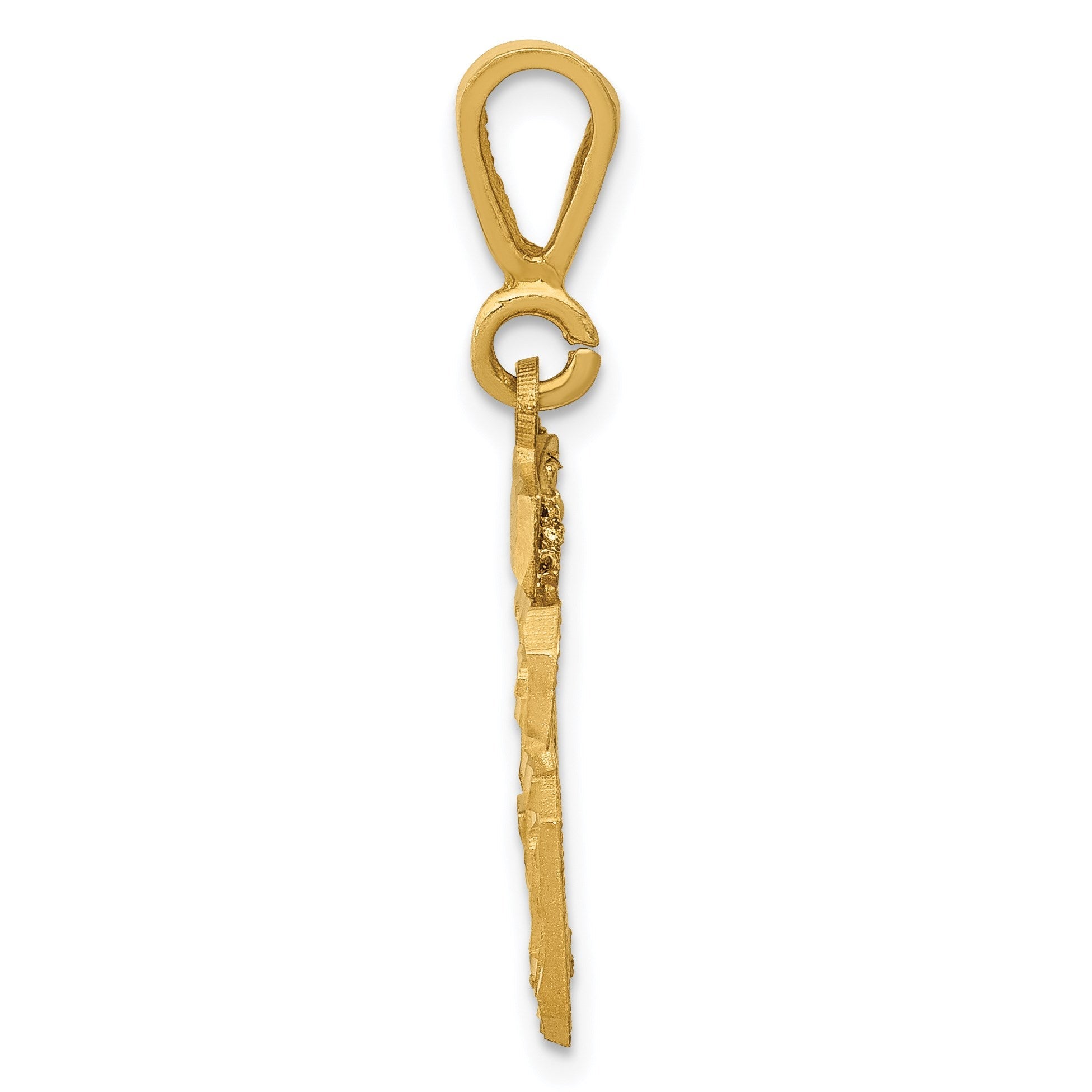14K Gelbgold kleiner gebürsteter Charm mit Diamantschliff, Zahl 36
