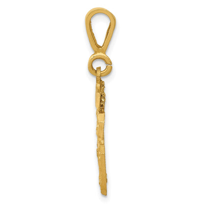 14K Gelbgold kleiner gebürsteter Charm mit Diamantschliff, Zahl 36