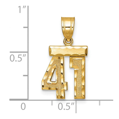 14K Gelbgold Kleiner Mattierter Diamantgeschliffener Charm „Zahl 41“