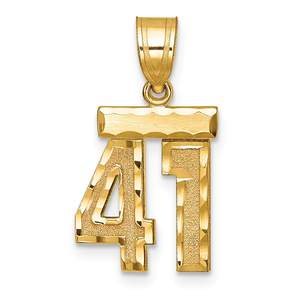 14K Gelbgold Kleiner Mattierter Diamantgeschliffener Charm „Zahl 41“