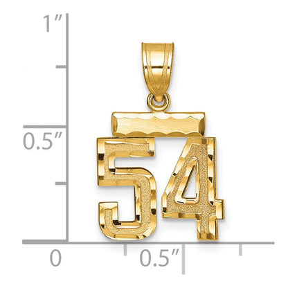 585 Gelbgold Kleiner Zahlen-Charm "54" mit Diamantschliff, gebürstet