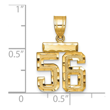 „Charm mit Nummer 56, klein, gebürstet, diamantgeschliffen, 14K Gelbgold“