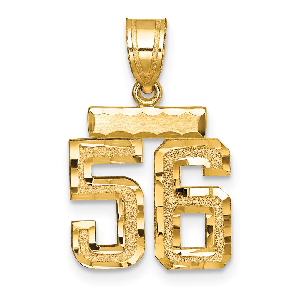 „Charm mit Nummer 56, klein, gebürstet, diamantgeschliffen, 14K Gelbgold“