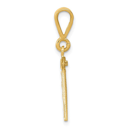 14K Gelbgold Kleiner Gebürsteter Diamantgeschliffener Charm Zahl 81