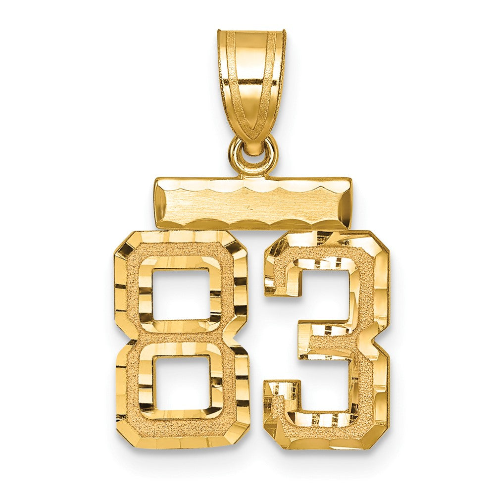 14K Gelbgold Kleiner Gebürsteter Diamantgeschliffener Charm „Zahl 83