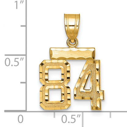 14K Gelbgold Kleiner Gebürsteter Diamantgeschliffener Zahl-84-Charm