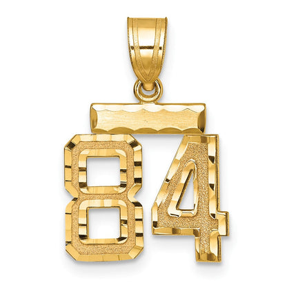 14K Gelbgold Kleiner Gebürsteter Diamantgeschliffener Zahl-84-Charm